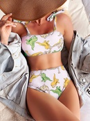 2021 New Dinosaur Printed Split High Waist TwoPiece Bikini AliExpress Amazon Hot Sexy Swimsuitpicture10
