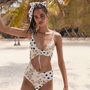 2022 New European and American Chest Tether OnePiece Polka Dot Printed Swimsuit AliExpress Bikinipicture11