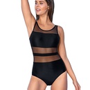 new bikini onepiece mesh swimwear solid color open back bikinipicture9