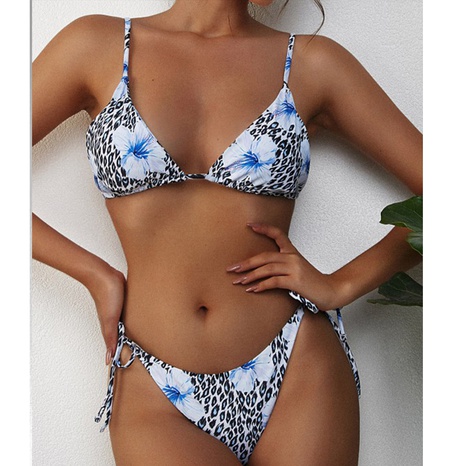 new European and American style drawstring print split bikini's discount tags