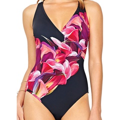 2022 Swimsuit One-Piece Bikini Chest Cross Purple Stamen Printed Sexy Bikini AliExpress
