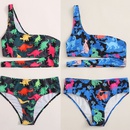 new style European and American oneshoulder highwaist multicolor printing split bikini swimsuitpicture5