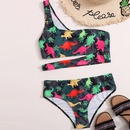 new style European and American oneshoulder highwaist multicolor printing split bikini swimsuitpicture4