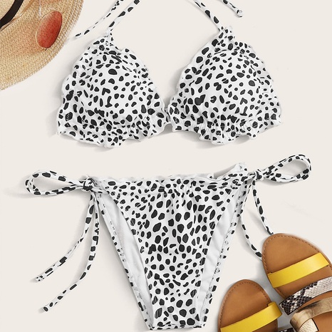 2022 nuevo Bikini europeo y americano traje de baño dividido de doble cara leopardo Snakeskin impreso Sexy Bikini traje de baño al por mayor's discount tags