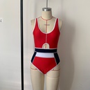 new European and American sexy solid color stitching onepiece swimsuitpicture11