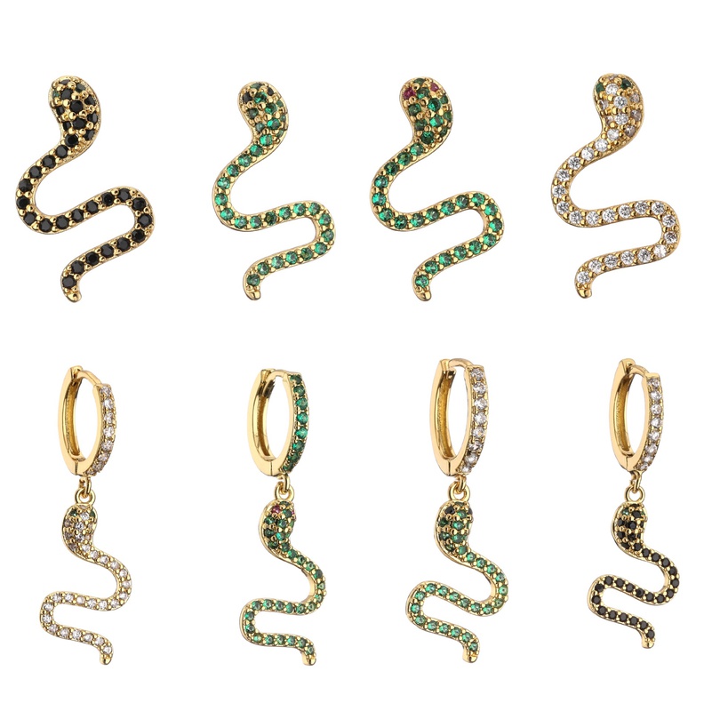 jewelry microinlaid zircon serpentine earrings colored diamond earrings jewelry