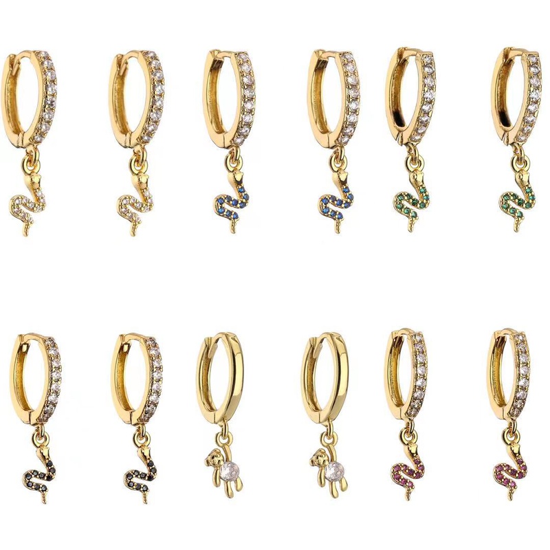 jewelry snakeshaped earrings microinlaid zircon small pendant earrings