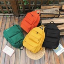 simple double pocket literary canvas bag cute Korean large capacity backpackpicture27