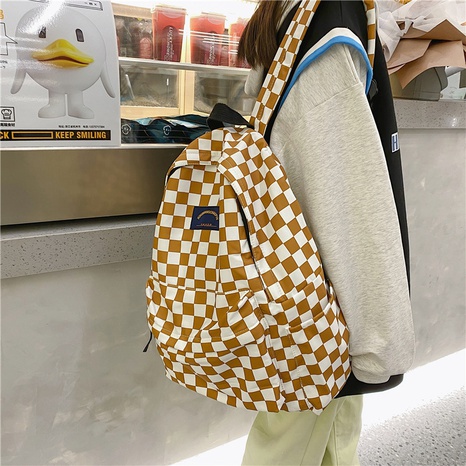 Tide brand plaid school bag student backpack high school college student campus hit color backpack's discount tags