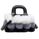 Fur Dinner Bag Fashion Stitching Contrast Color Fur Ball Handbag 2021 Winter New Small Square Bag Shoulder Messenger Bagpicture19