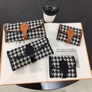 Houndstooth Small Wallet Retro Wallet Contrasting Color Folding Buckle Long Clutchpicture11