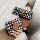 Houndstooth Small Wallet Retro Wallet Contrasting Color Folding Buckle Long Clutchpicture12