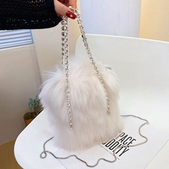 Furry Bag Women's 2021 Spring New Fashion Chain Handbag Shoulder Messenger Bag Plush Bucket Bag