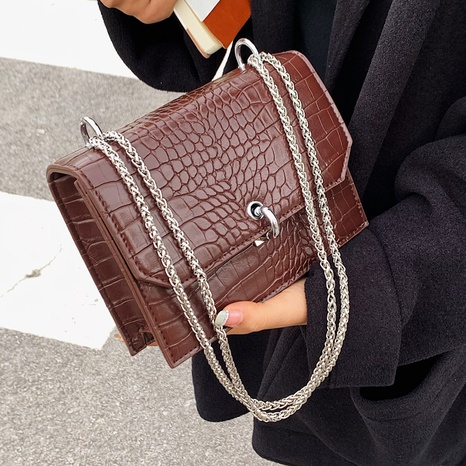 High Quality Small Bag Women's 2021 New Crocodile Pattern Chain Shoulder Bag Autumn Niche Design Net Red Messenger Bag's discount tags