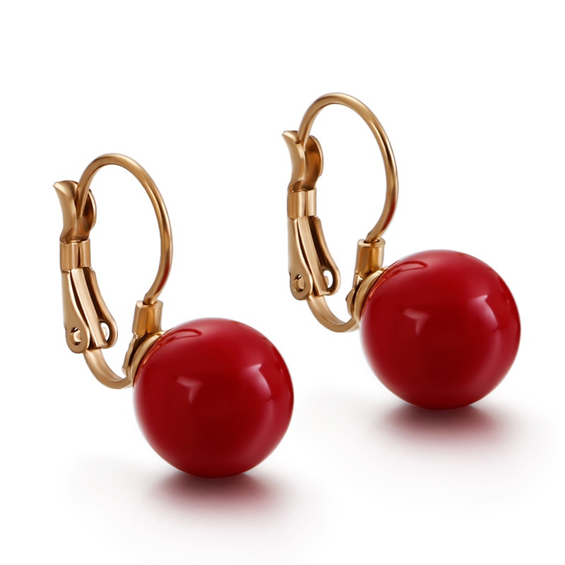 Korean fashion simple ear buckle stainless steel pearl earrings jewelry
