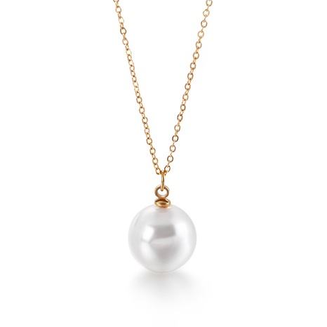 Korean Fashion Shell Pearl Pendant Titanium Steel Clavicle Chain Simple Multicolor Necklace's discount tags