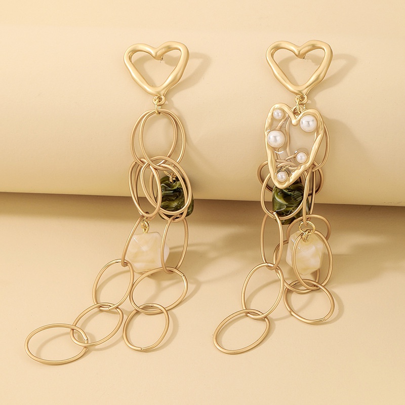 exaggerated long circle heart tassel earrings fashion earrings