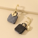 925 Silver Needle Black and White Houndstooth Pattern Bag Small Lock Earrings European and American Ins Fashion Creative and Elegant Vintage Earrings Womenpicture10