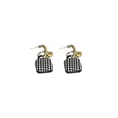 925 Silver Needle Black and White Houndstooth Pattern Bag Small Lock Earrings European and American Ins Fashion Creative and Elegant Vintage Earrings Womenpicture11