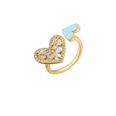 Drop Oil Nectarine Heart Open Ring Microinlaid Zircon Love Heart Adjustable Jewelry Ringpicture15