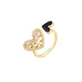 Drop Oil Nectarine Heart Open Ring Microinlaid Zircon Love Heart Adjustable Jewelry Ringpicture16