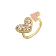 Drop Oil Nectarine Heart Open Ring Microinlaid Zircon Love Heart Adjustable Jewelry Ringpicture17