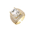 Hecheng Ornament MicroInlaid Colorful Crystals Square Zircon Ring Exaggerated Western Style Open Ring Vj275picture12