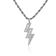 micro inlaid full diamond zircon lightning pendent twist stainless steel necklace wholesalepicture12