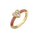 microinlaid colored diamonds zircon peach heart ring opening adjustable heart ringpicture12