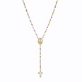 Colored Stone Virgin Mary Necklace Stainless Steel Plated 18K Color Preservingpicture20