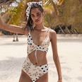 2022 New European and American Chest Tether OnePiece Polka Dot Printed Swimsuit AliExpress Bikinipicture19