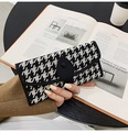 Houndstooth Small Wallet Retro Wallet Contrasting Color Folding Buckle Long Clutchpicture17