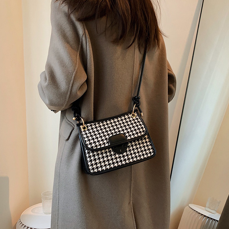 Autumn Winter Retro Bag 2021 New Womens Bag Ins Fashion Leopard Print Plaid Crossbody Bag Fashion Shoulder Small Square Bag