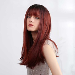 2021 women's wig long straight hair with bangs women's chemical fiber wig