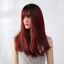 Peluca de mujer 2021 pelo largo y liso con flequillo peluca de fibra qumica para mujerpicture12