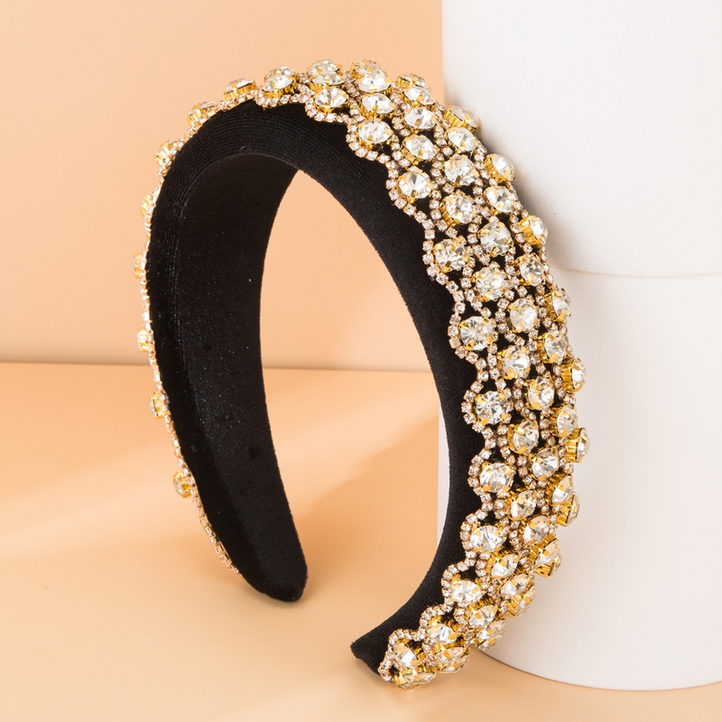 Golden diamond wide fabric headband wholesale
