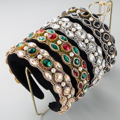 Baroque ornate gemstone wide headband wholesale