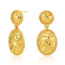 new baroque retro brass 18K gold plated oval earrings matte earringspicture6