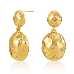 Grenz überschreitende europäische und amerikanische Retro-Ovale Ohrringe im Hongkong-Stil Kupfer beschichtet 18 Karat echtes Gold Zirkon Blitz Diamant Barock exquisite Ohrringe