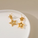 18K Gold FivePointed Star Pendant Minimalist Wind Minority Design Earrings Cold Wind Fog Surface European and American Earrings One Piece Dropshippingpicture8