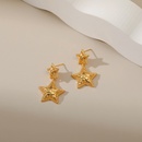 18K Gold FivePointed Star Pendant Minimalist Wind Minority Design Earrings Cold Wind Fog Surface European and American Earrings One Piece Dropshippingpicture9
