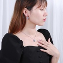 Fashion personality titanium steel hollow multilayer heartshaped necklace earrings clavicle chain setpicture6