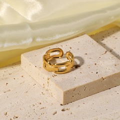 Anillos de celebridades de Internet Ins europeos y americanos del mismo estilo cuatro anillos de hebilla Rectangular anillo abierto de acero inoxidable chapado en oro de 18K para mujeres