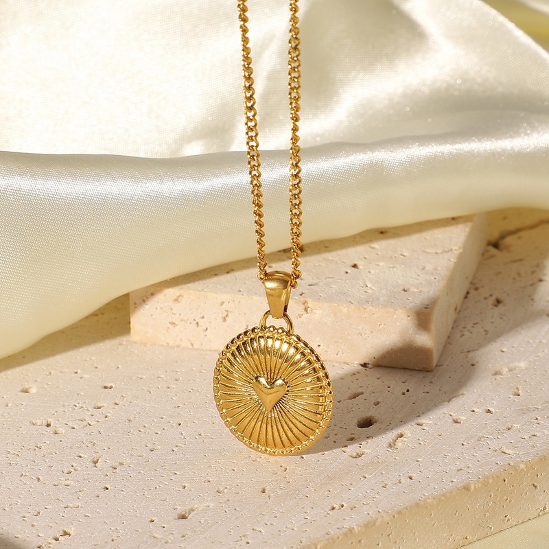 new goldplated stainless steel necklace jewelry threedimensional round pendant necklace