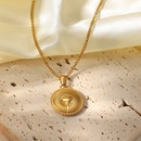new goldplated stainless steel necklace jewelry threedimensional round pendant necklacepicture8