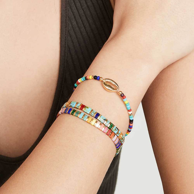 European and American tila rainbow beads bohemian beach style bracelet