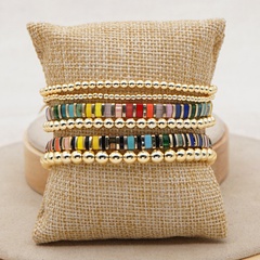 Fashion Street Trendy Multi-Layer Twin Beaded High Quality Color Retention Golden Balls Tila Bead Woven Bracelet