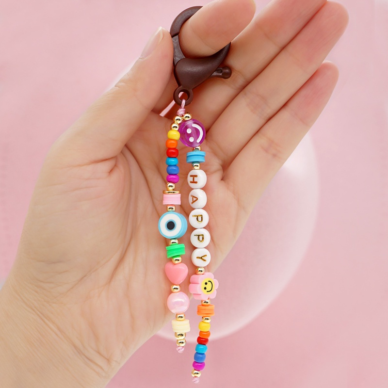 22 Years Spring and Summer Bohemian Rainbow Micro Glass Bead Happy Devils Eye Bag Keychain Small Pendant