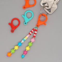 Bohemian Acrylic Rainbow Beads Personality Diamond Hand-Beaded Car Keychain Bag Pendant