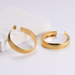 stainless steel plating 18k gold earrings simple geometric embossed C-shaped earrings